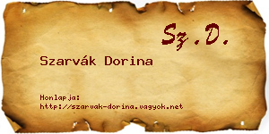 Szarvák Dorina névjegykártya